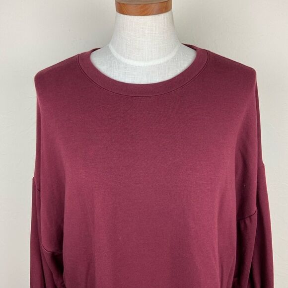 Fabletics Scrunched Sleeve Pullover Sweater - Maroon - Picture 4 of 7